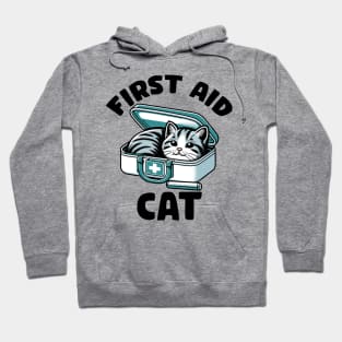 First Aid Cat Pun Nurse Doctor Healthcare Novelty Funny Cat Hoodie